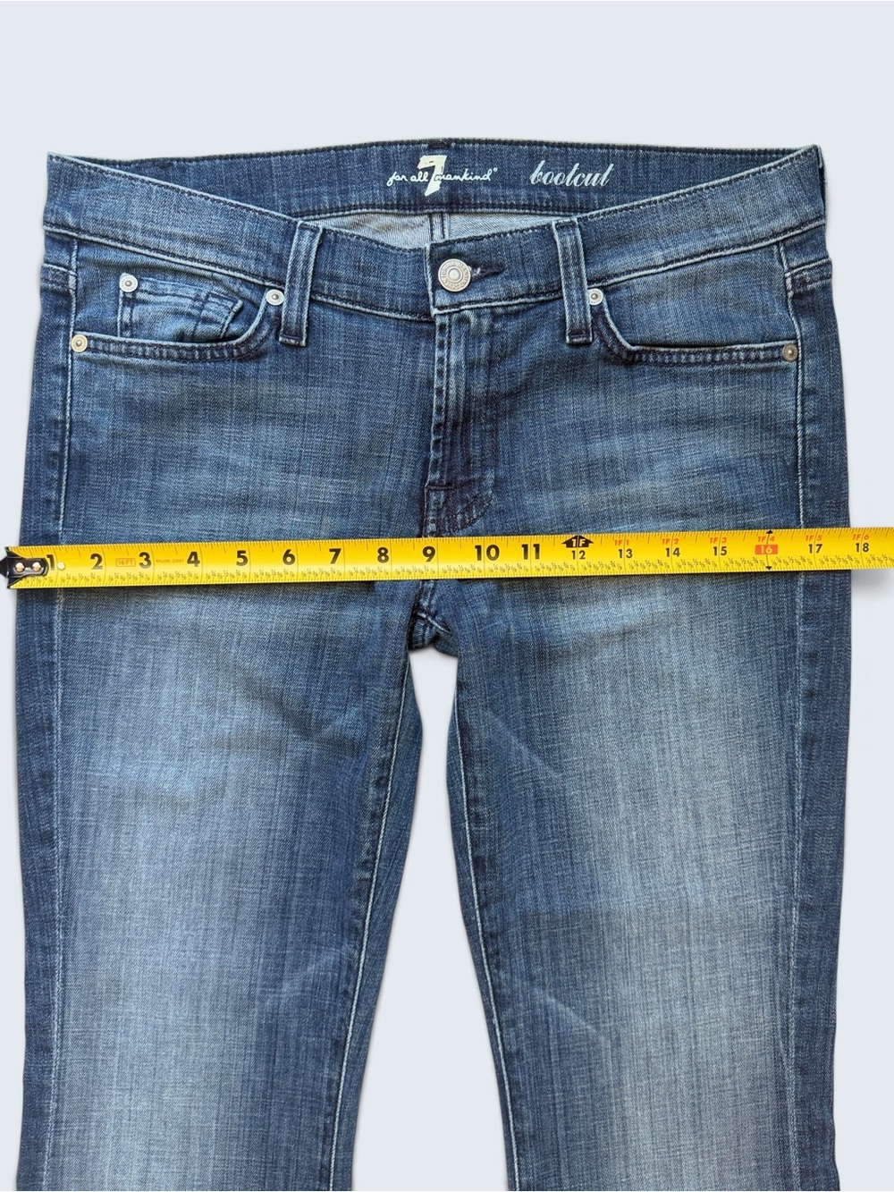 7 For All Mankind Vintage Bootcut Jeans Size 29 Squiggle Pocket Y2K - Picture 11 of 16